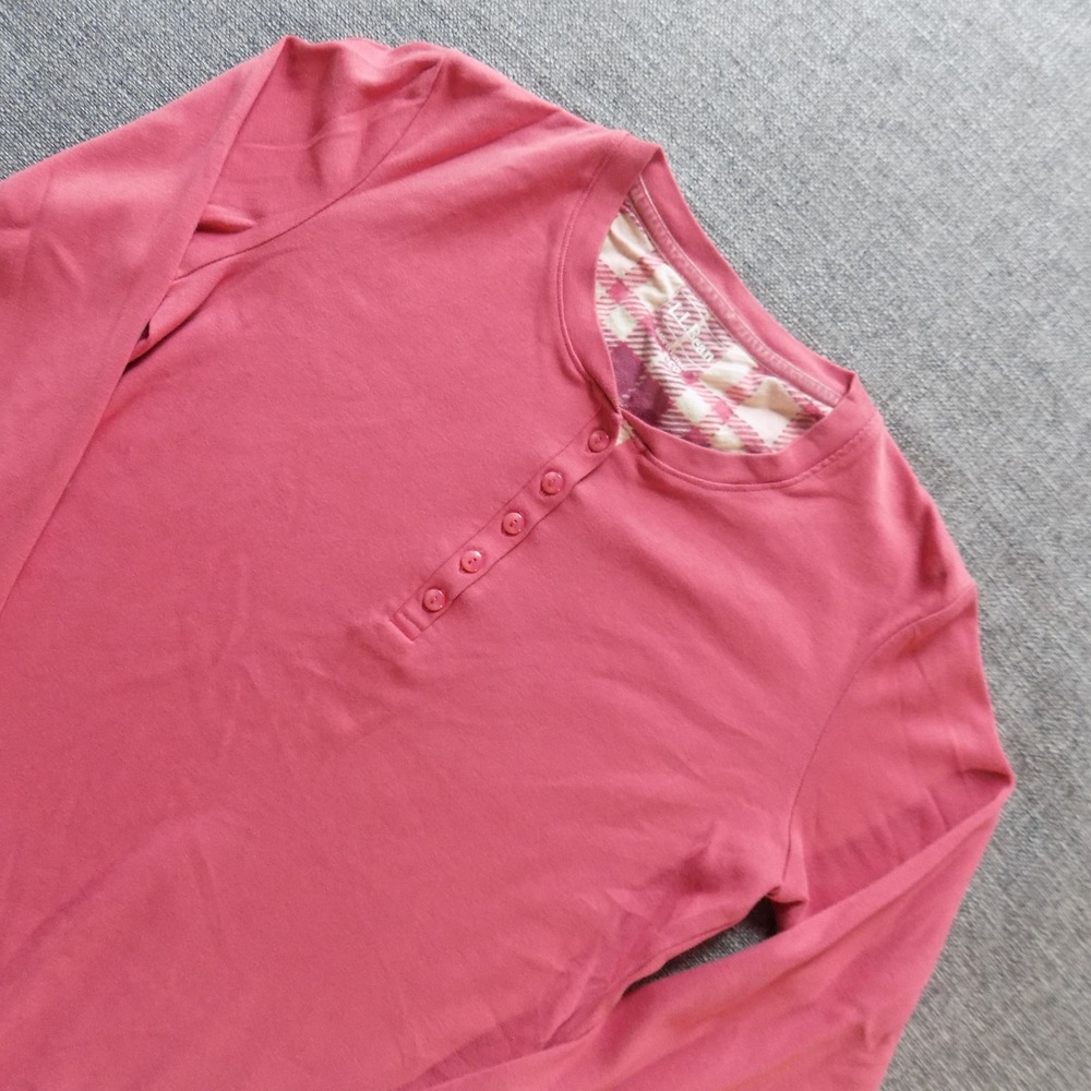 L.L.Bean Henley Top Womens XS Pink Excellent Long Sleeve Cotton 277968
